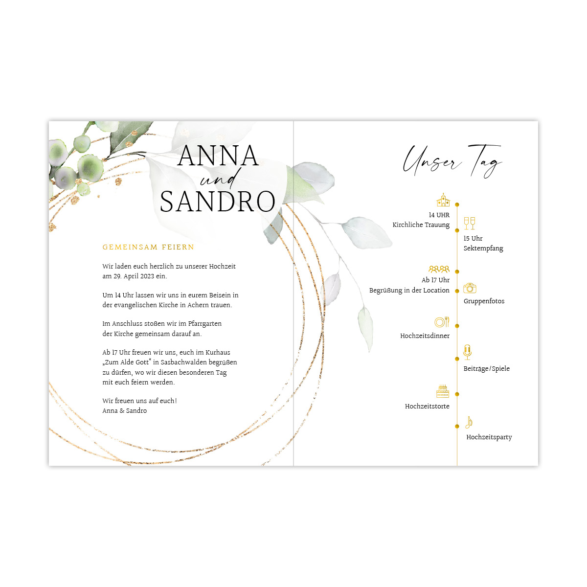 Design Layout für eine Einladungskarte zur Hochzeit.